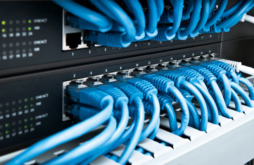 Diego Tech technicians installing structured cabling in a Yuma data center